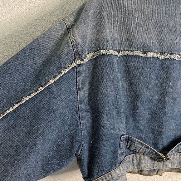 Free People Bedford Distressed Medium Wash Cropped Jacket Size XS - Picture 10 of 11